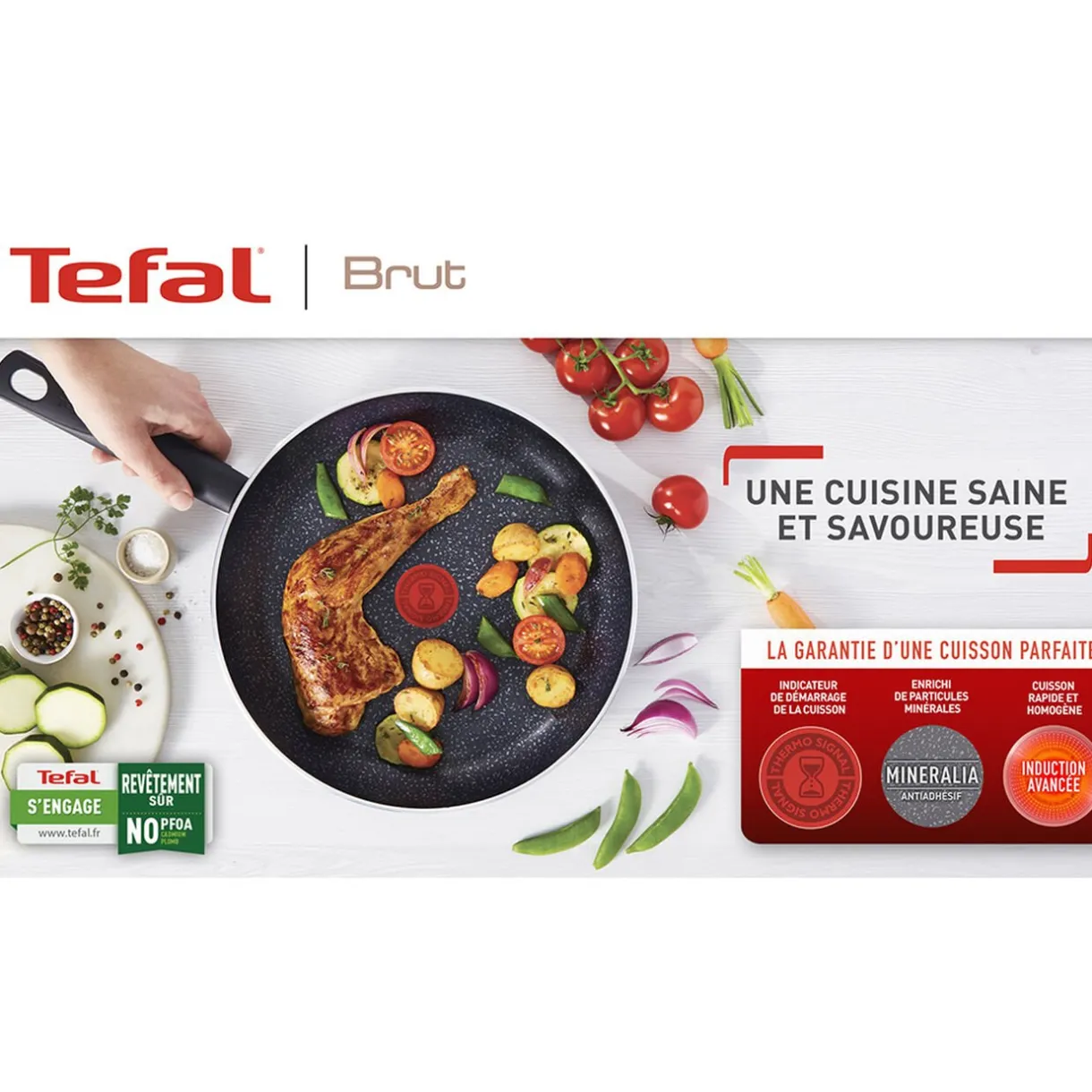Gifi Poêle Téfal effet pierre grise et noire Ø30cm Sale
