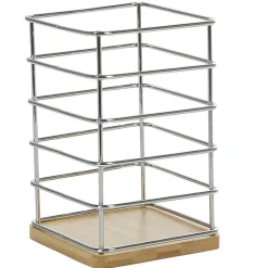 Gifi Porte ustensiles de cuisine en métal avec socle en bambou Clearance