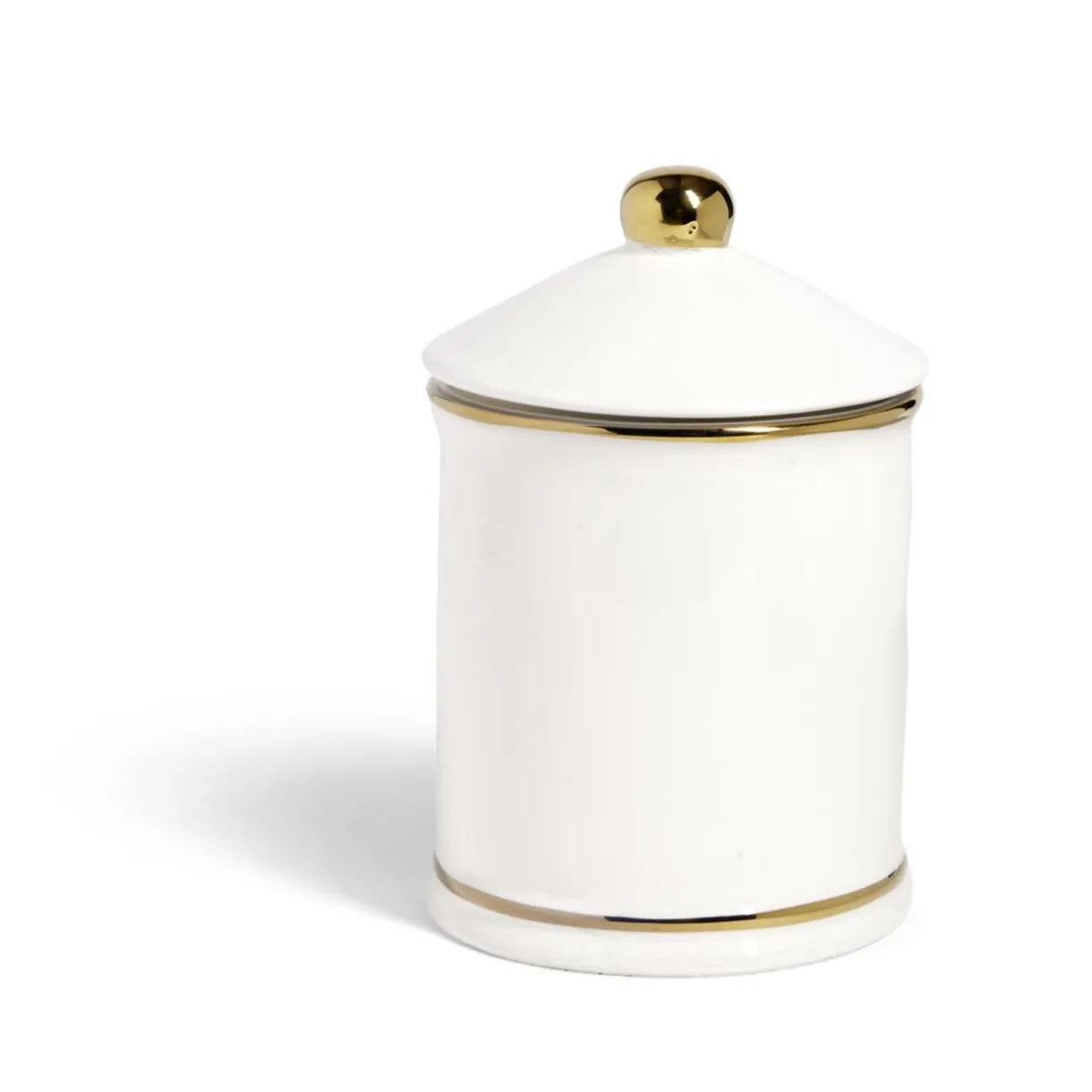Gifi Pot céramique avec couvercle en blanc et bord doré Ø11,5xH17,5cm New