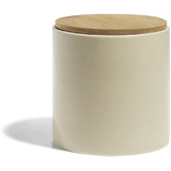 Gifi Pot de conservation 500ml grès carreaux de ciment couvercle bambou Ø10xH10cm Clearance