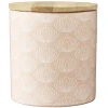 Gifi Pot en céramique à motif rose avec couvercle en bois H10,5 cm New