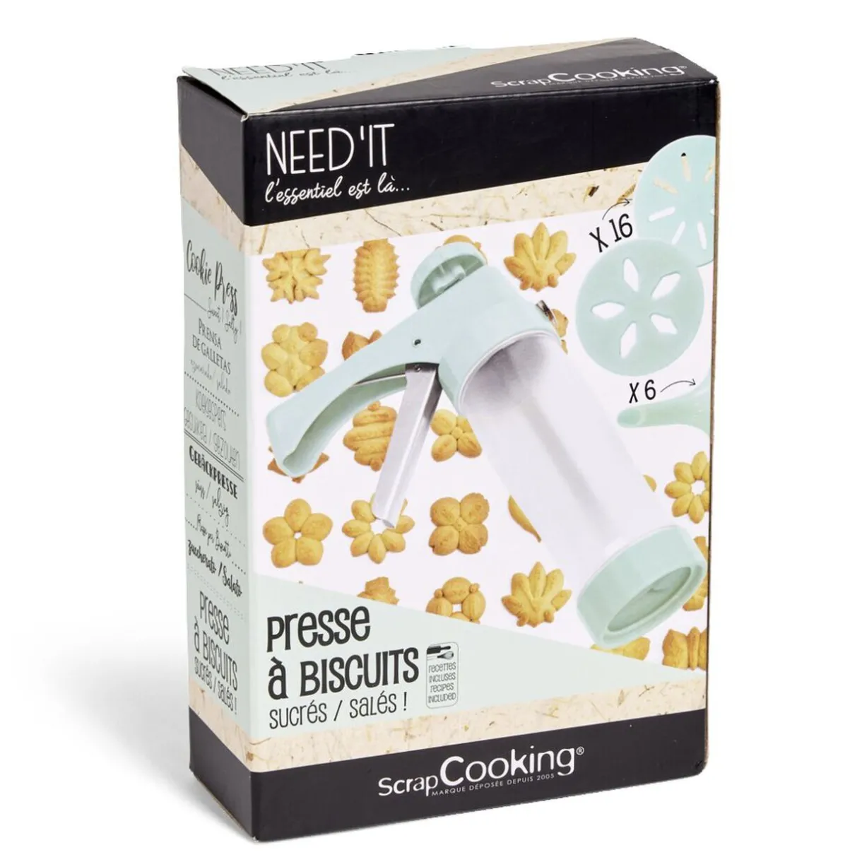 Gifi Presse à biscuits sucrés/salés 16 disques et 6 douilles Best