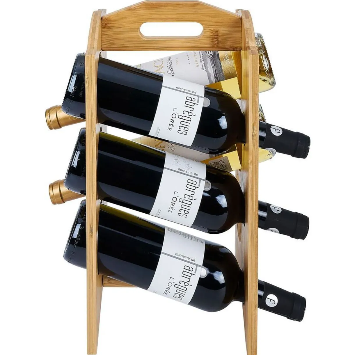Gifi Range bouteille vertical 6 emplacements bambou 40x20xH17,8cm New