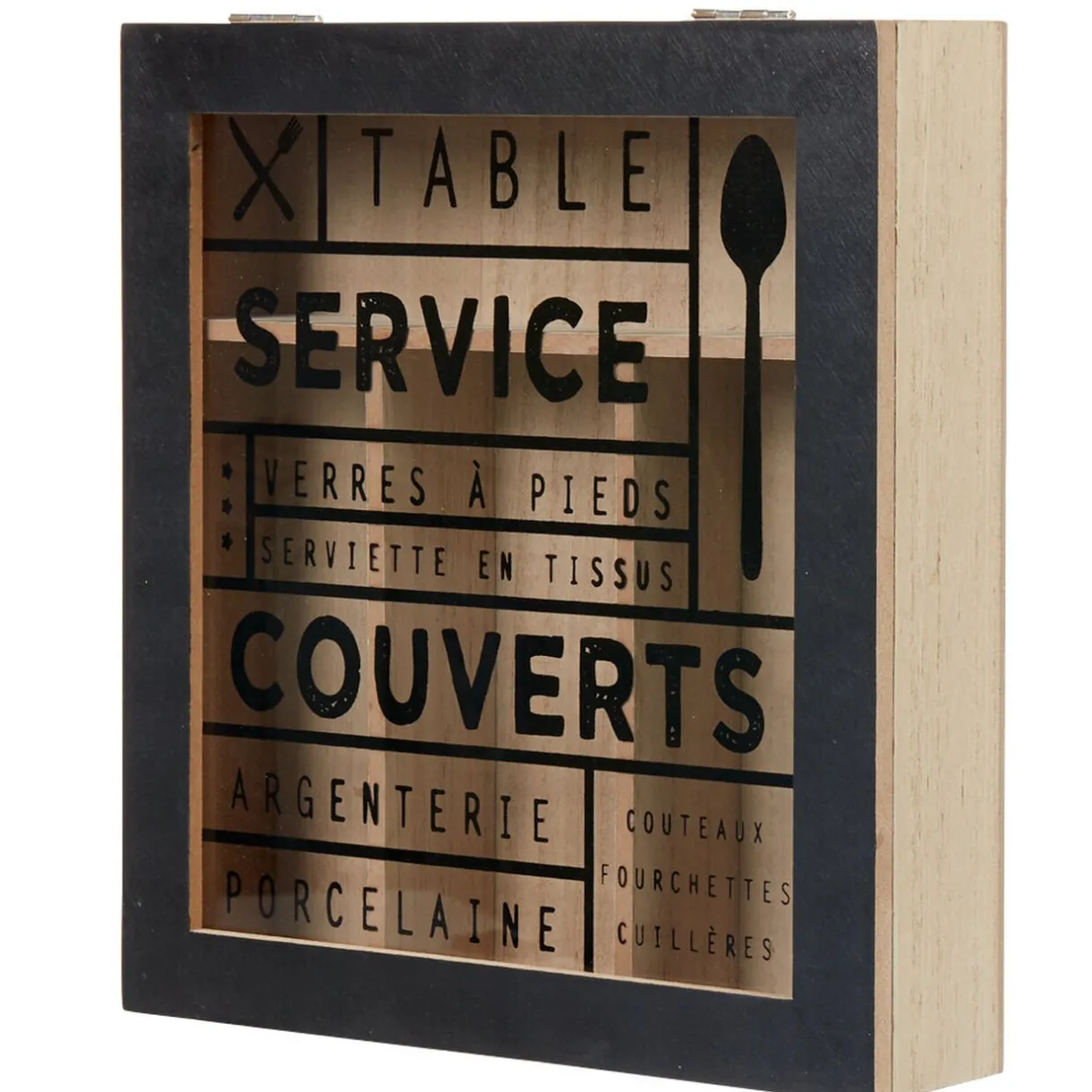 Gifi Range couvert mdf naturel couvercle transparent imprimé noir Best