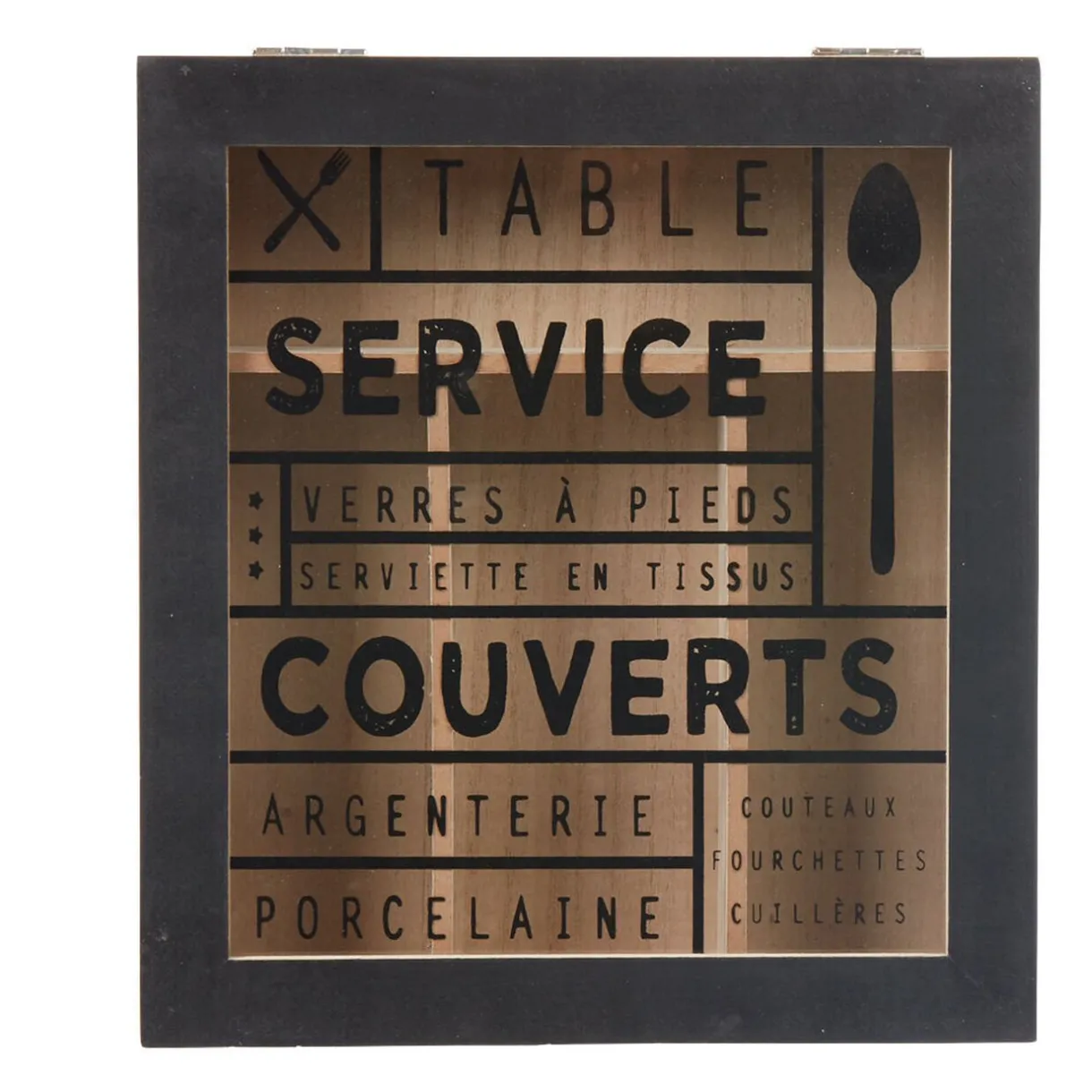 Gifi Range couvert mdf naturel couvercle transparent imprimé noir Best