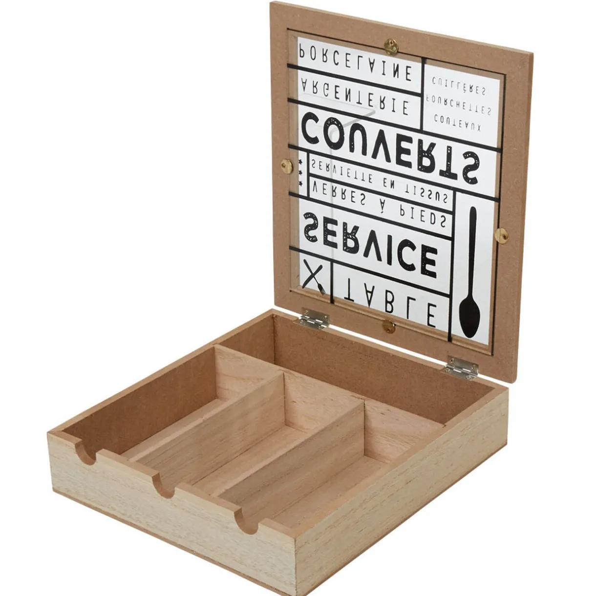 Gifi Range couvert mdf naturel couvercle transparent imprimé noir Best