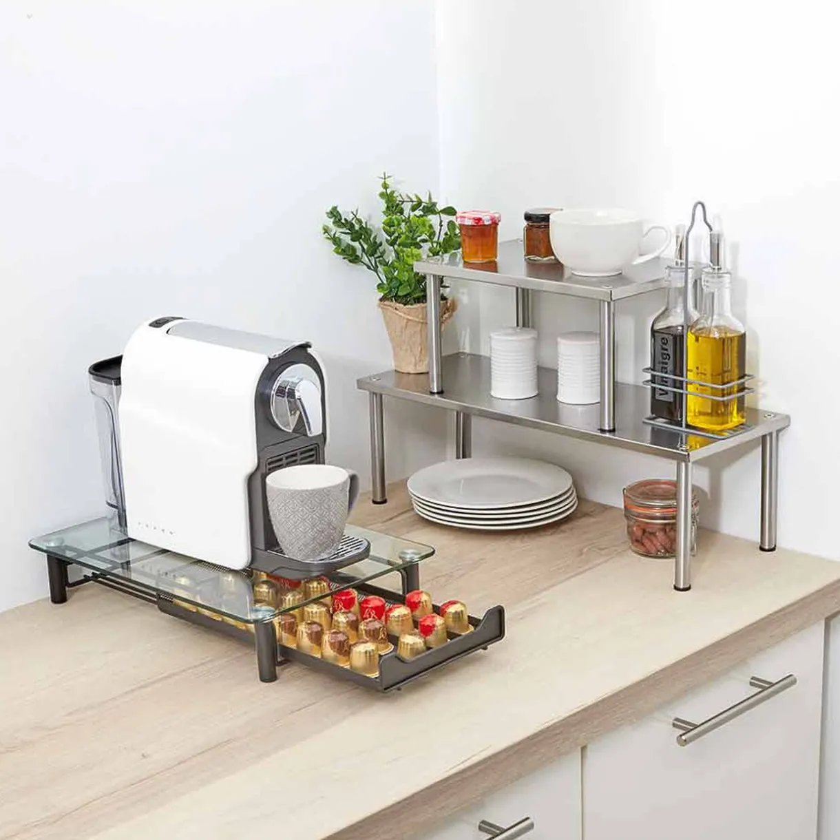 Gifi Range dosette plateau en verre tiroir inox noir New