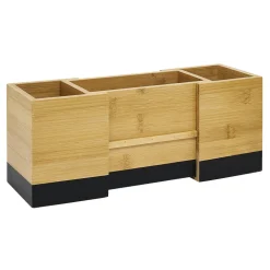 Gifi Range ustensile extensible bambou naturel et noir L18/29x10xH12cm New