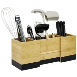 Gifi Range ustensile extensible bambou naturel et noir L18/29x10xH12cm New