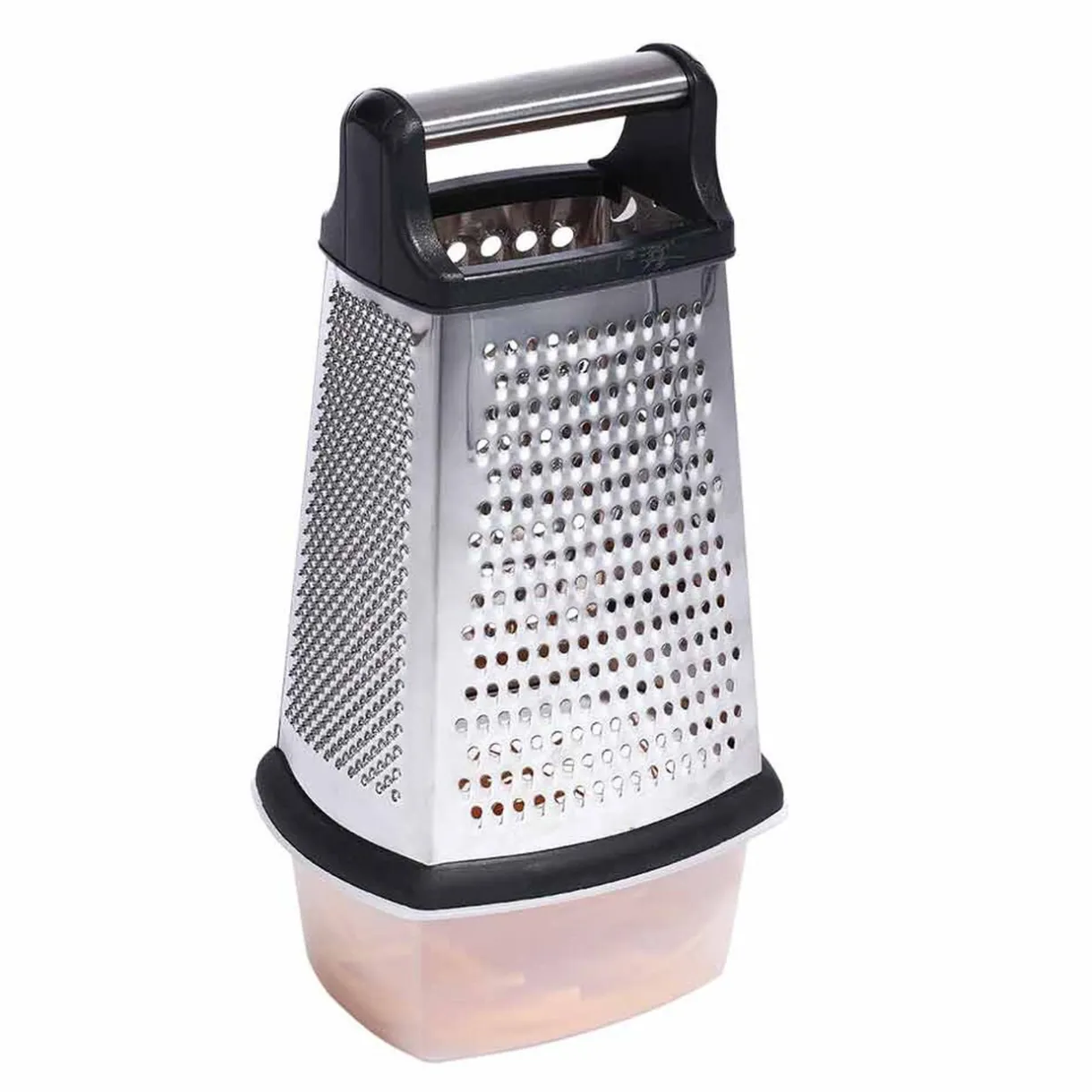 Gifi Râpe inox 4 faces avec récipient noir gris Online