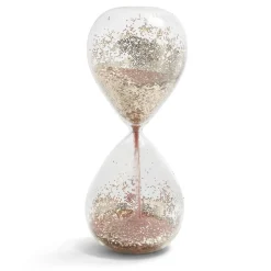 Gifi Sablier verre sable rose et paillettes doré Ø8xH20cm Discount