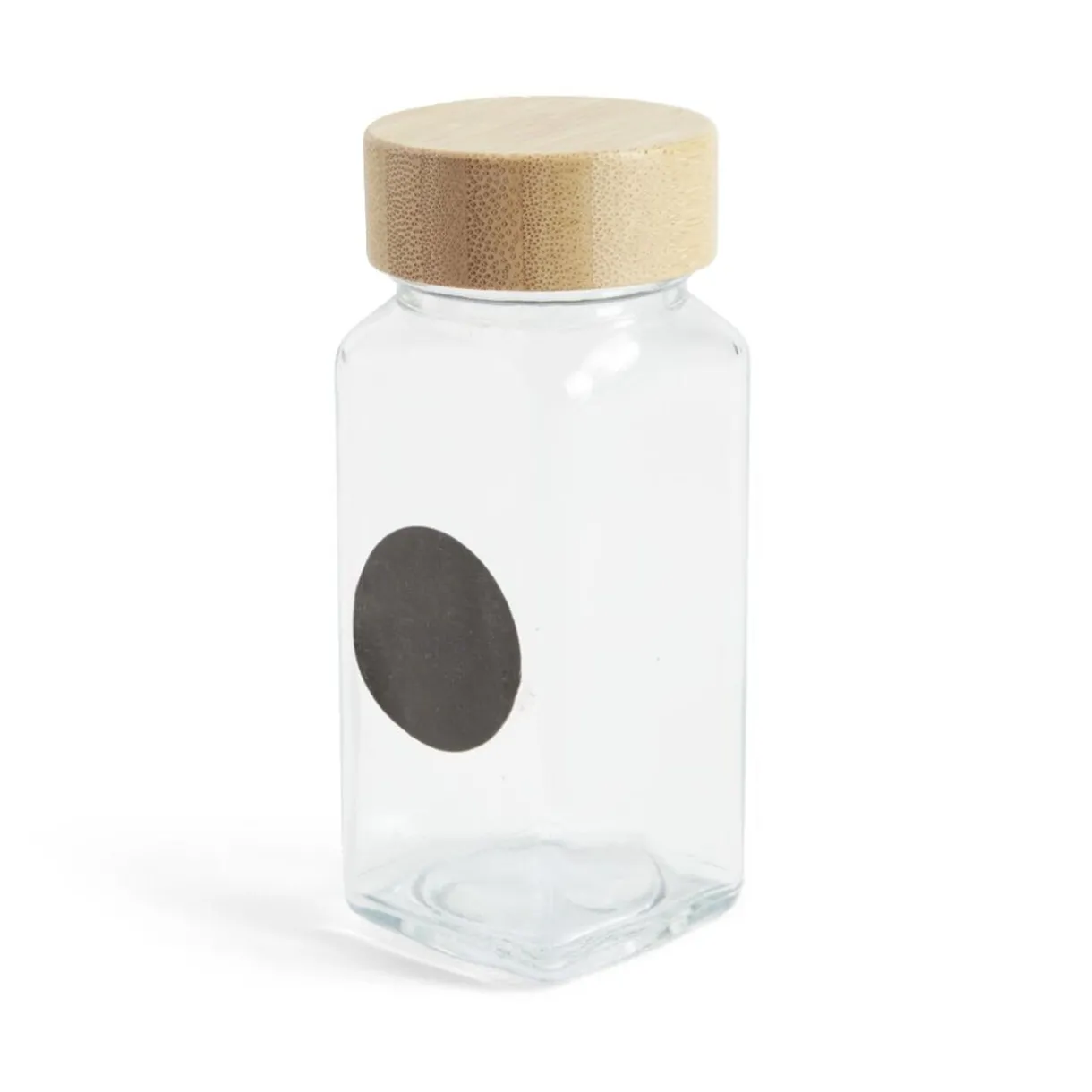 Gifi Salière/poivrière en verre et bambou 4,5x4,5xH10,5cm