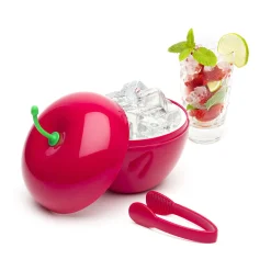 Gifi Seau à glacons forme cerise rouge avec pince New