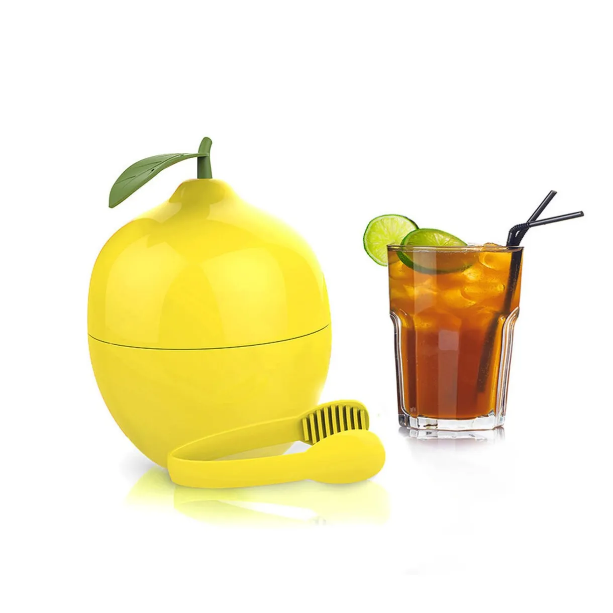 Gifi Seau à glacons forme citron jaune avec pince Best