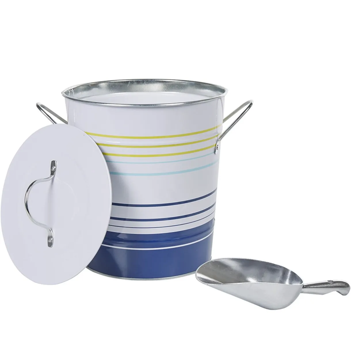 Gifi Seau à glaçons blanc rayure bleu jaune