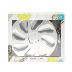 Gifi Service à huitres en inox 13 pièces avec couteau/fourchettes/assiettes Online