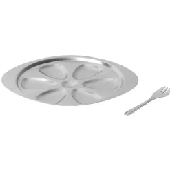 Gifi Service à huîtres argenté inox 6 plats 6 fourchettes Clearance