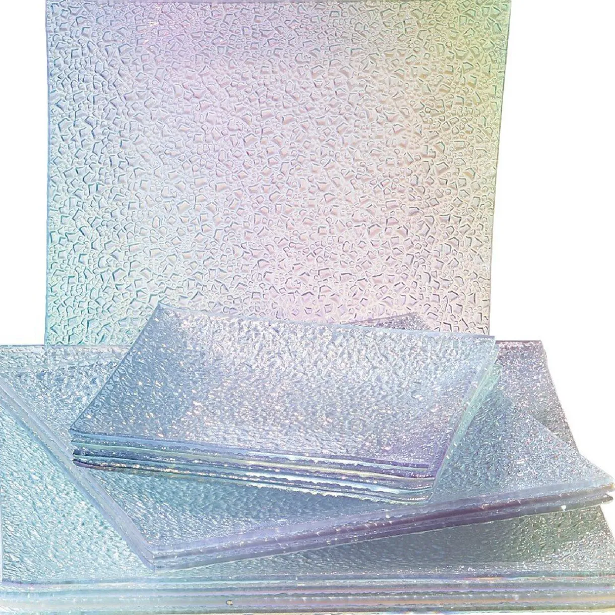 Gifi Service à vaisselle effet martelé bleu vert 12 pièces