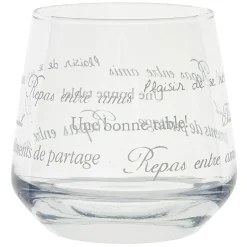 Gifi Service à verre transparent avec inscriptions phrases x12