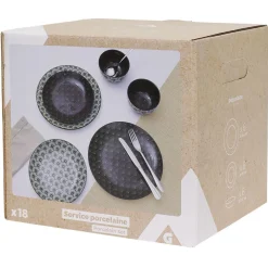 Gifi Service en porcelaine motif noir et blanc 18 pièces Clearance