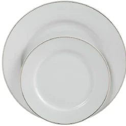 Gifi Service vaisselle 12 pièces blanc décor filet doré Outlet