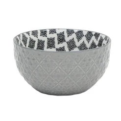Gifi Set 4 bols décor ethnique noir et blanc et support en bambou Hot