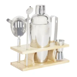 Gifi Set à cocktail acier avec support bois 6 pièces Clearance