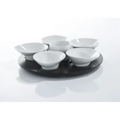 Gifi Set apéritif plateau tournant 6 coupelles noir et blanc Online