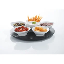 Gifi Set apéritif plateau tournant 6 coupelles noir et blanc Online