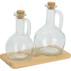 Gifi Set huilier et vinaigrier en verre et bouchon bambou Clearance