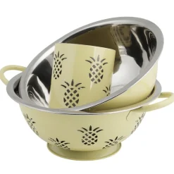 Gifi Set passoire, saladier, porte-ustensiles vert design ananas Online