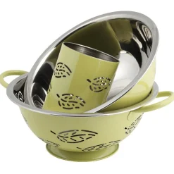 Gifi Set passoire, saladier, porte-ustensiles vert design feuille Discount