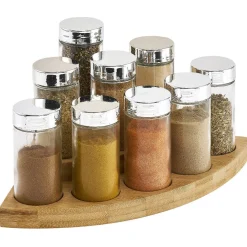 Gifi Support à épices d'angle bambou 9 pots en verre Best