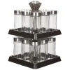 Gifi Support à épices noir 16 bocaux en verre et inox 2 étages Clearance