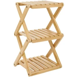 Gifi Étagère 3 niveaux pliable bambou naturel 22,1xH35,5x18,3cm