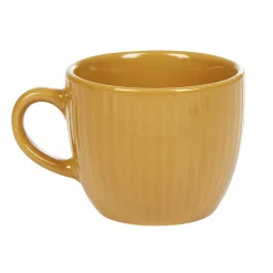 Gifi Tasse à expresso faïence jaune moutarde et rainures verticales relief