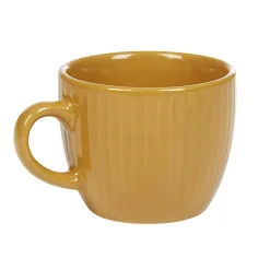 Gifi Tasse à expresso faïence jaune moutarde et rainures verticales relief