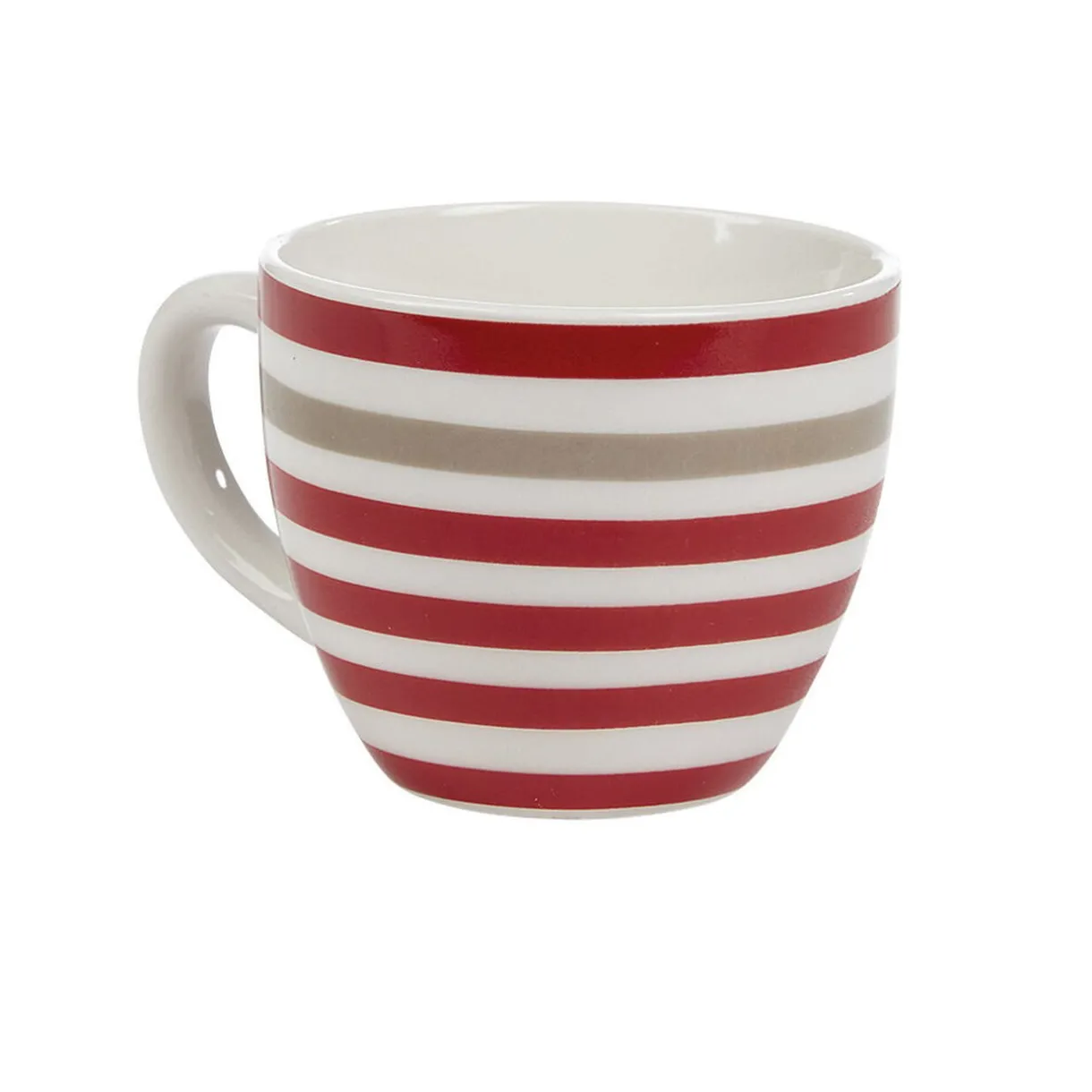 Gifi Tasse à expresso porcelaine blanc à rayures rouge gris 9 cl