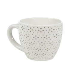 Gifi Tasse à expresso porcelaine blanc à motif fleur taupe 9 cl