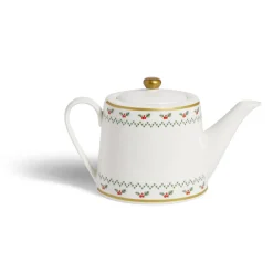 Gifi Theière de Noël 1,2L blanche et dorée motifs houx