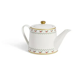 Gifi Theière de Noël 1,2L blanche et dorée motifs houx