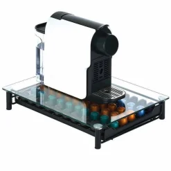 Gifi Tiroir à capsules en métal noir avec plateau en verre Outlet