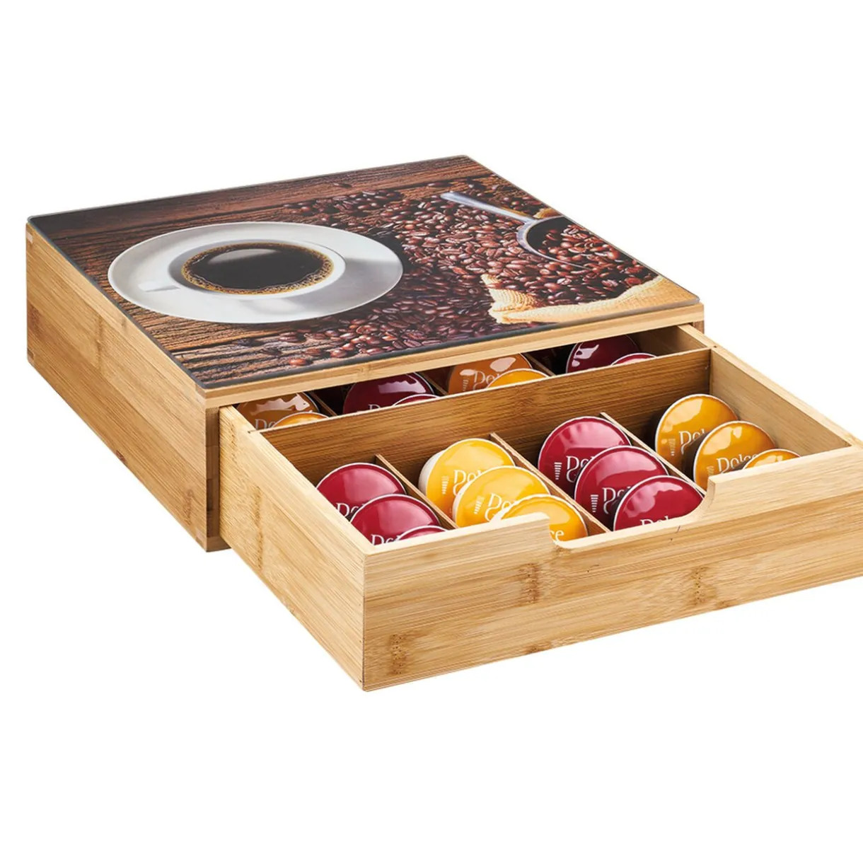 Gifi Tiroir à dosettes bambou design graine de café