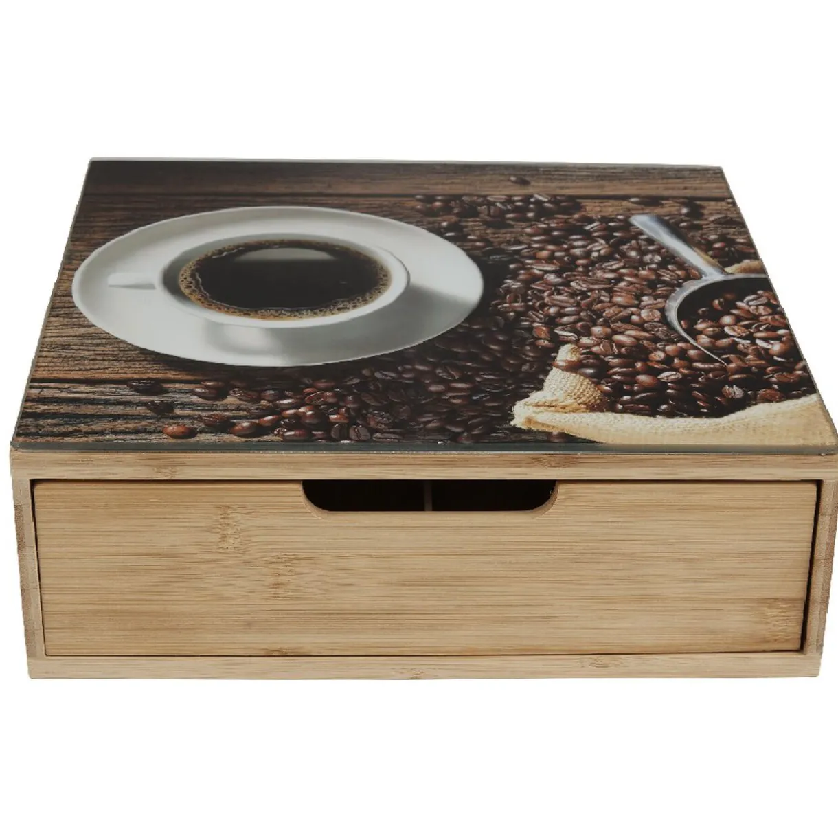 Gifi Tiroir à dosettes bambou design graine de café