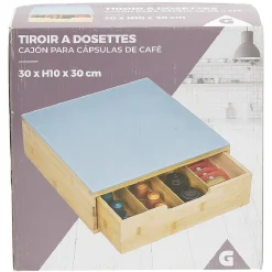 Gifi Tiroir à dosettes en bambou avec plateau en verre Sale