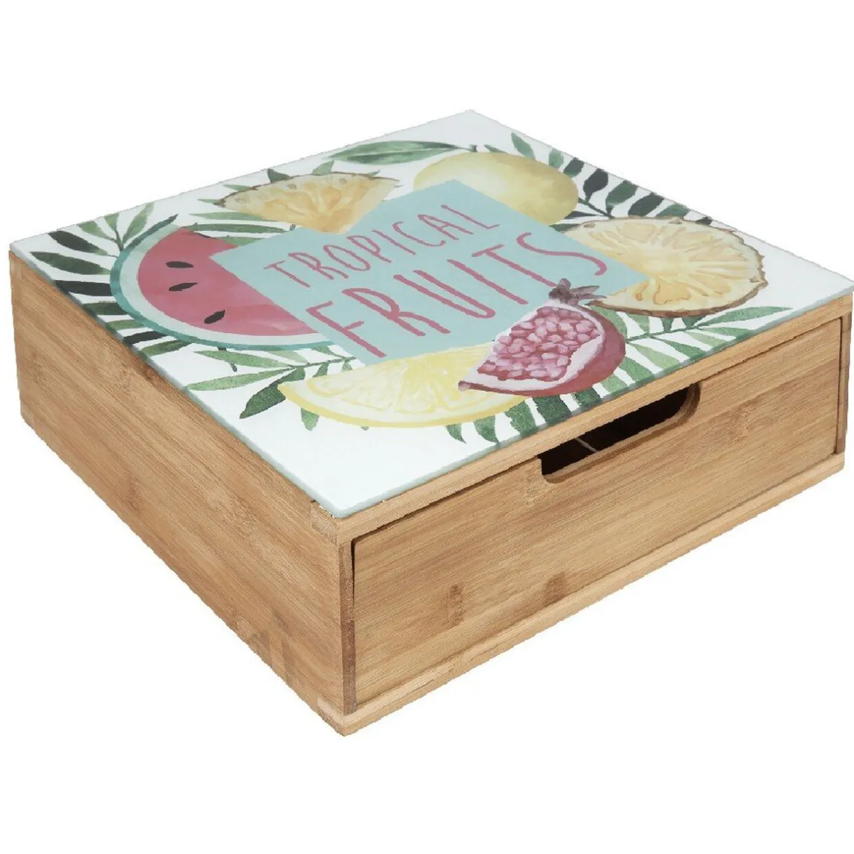 Gifi Tiroir toutes dosettes bambou motif fruits tropicaux Hot