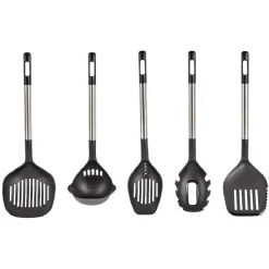 Gifi Ustensiles de cuisine x5 avec support noi et gris Outlet