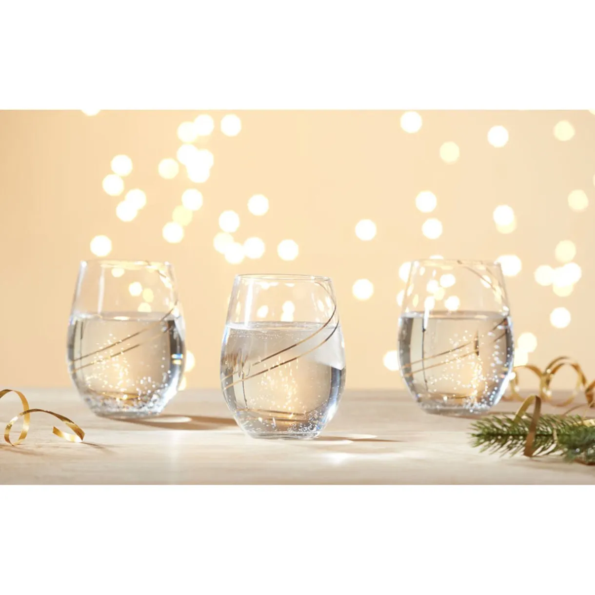 Gifi Verre à eau avec ruban doré x4