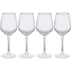 Gifi Verre à vin transparent avec liseré doré x4