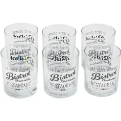 Gifi Verre bas en verre transparent design Bistrot x6